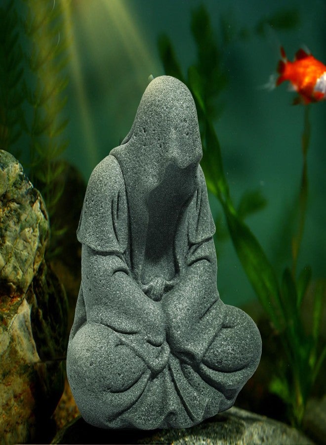 qumHmup Fish Tank Buddha Statue Sandstone Ornament,Zen Garden Aquarium Decor,Meditating Statues for Underwater Landscaping - Image 3
